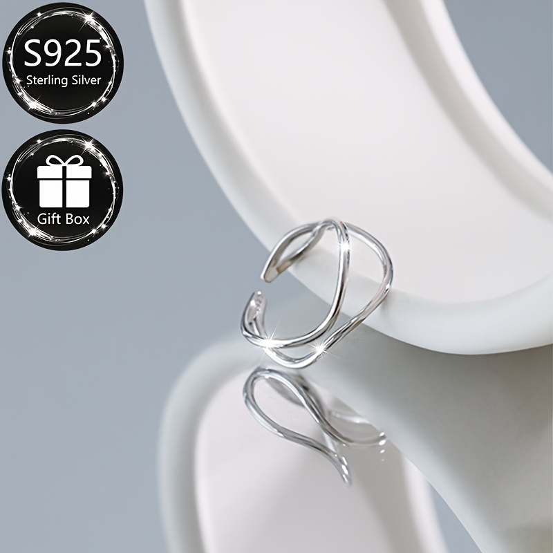 S925 Sterling Silver Double Layer Open Ring Adjustable